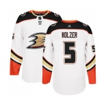 Anaheim Ducks #5 Korbinian Holzer Authentic White Away Hockey Jersey