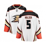 Anaheim Ducks #5 Korbinian Holzer Fanatics Branded White Away Breakaway Hockey Jersey