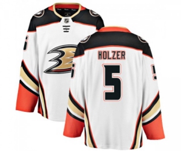 Anaheim Ducks #5 Korbinian Holzer Fanatics Branded White Away Breakaway Hockey Jersey