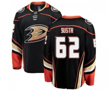 Anaheim Ducks #62 Andrej Sustr Authentic Black Home Fanatics Branded Breakaway Hockey Jersey