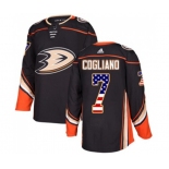 Anaheim Ducks #7 Andrew Cogliano Authentic Black USA Flag Fashion Hockey Jersey