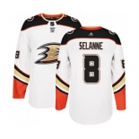 Anaheim Ducks #8 Teemu Selanne Authentic White Away Hockey Jersey