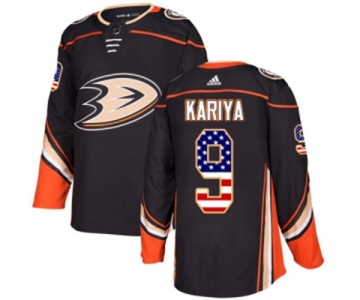 Anaheim Ducks #9 Paul Kariya Authentic Black USA Flag Fashion Hockey Jersey