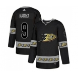 Anaheim Ducks #9 Paul Kariya Premier Black Team Logo Fashion Hockey Jersey