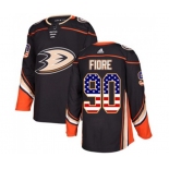 Anaheim Ducks #90 Giovanni Fiore Authentic Black USA Flag Fashion Hockey Jersey