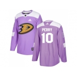 Men Adidas Anaheim Ducks #10 Corey Perry Purple Authentic Fights Cancer Stitched NHL Jersey