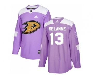 Men Adidas Anaheim Ducks #13 Teemu Selanne Purple Authentic Fights Cancer Stitched NHL Jersey