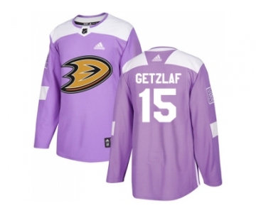 Men Adidas Anaheim Ducks #15 Ryan Getzlaf Purple Authentic Fights Cancer Stitched NHL Jersey