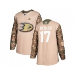 Men Adidas Anaheim Ducks #17 Ryan Kesler Camo Authentic 2017 Veterans Day Stitched NHL Jersey