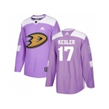 Men Adidas Anaheim Ducks #17 Ryan Kesler Purple Authentic Fights Cancer Stitched NHL Jersey