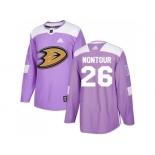 Men Adidas Anaheim Ducks #26 Brandon Montour Purple Authentic Fights Cancer Stitched NHL Jersey