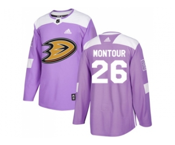 Men Adidas Anaheim Ducks #26 Brandon Montour Purple Authentic Fights Cancer Stitched NHL Jersey