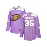 Men Adidas Anaheim Ducks #35 Jean-Sebastien Giguere Purple Authentic Fights Cancer Stitched NHL Jersey