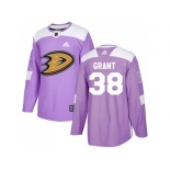 Men Adidas Anaheim Ducks #38 Derek Grant Purple Authentic Fights Cancer Stitched NHL Jersey