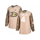 Men Adidas Anaheim Ducks #4 Cam Fowler Camo Authentic 2017 Veterans Day Youth Stitched NHL Jersey