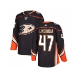 Men Adidas Anaheim Ducks #47 Hampus Lindholm Black Home Authentic Stitched NHL Jersey