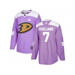 Men Adidas Anaheim Ducks #7 Andrew Cogliano Purple Authentic Fights Cancer Stitched NHL Jersey