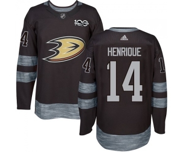 Men's Adidas Anaheim Ducks #14 Adam Henrique Authentic Black 1917-2017 100th Anniversary NHL Jersey