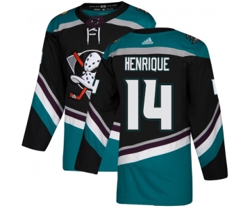 Men's Adidas Anaheim Ducks #14 Adam Henrique Authentic Black-Teal Alternate NHL Jersey