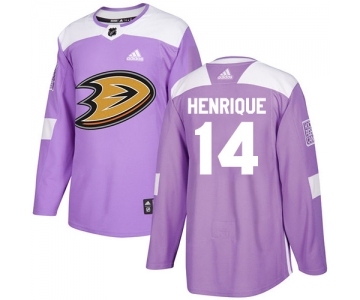 Men's Adidas Anaheim Ducks #14 Adam Henrique Authentic Purple Fights Cancer Practice NHL Jersey