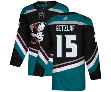 Men's Adidas Anaheim Ducks #15 Ryan Getzlaf Authentic Black Teal Alternate NHL Jersey