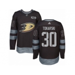 Men's Adidas Anaheim Ducks #30 Dustin Tokarski Authentic Black 1917-2017 100th Anniversary NHL Jersey