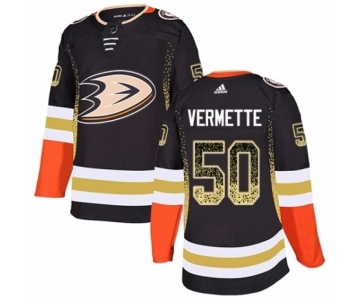 Men's Adidas Anaheim Ducks #50 Antoine Vermette Authentic Black Drift Fashion NHL Jersey