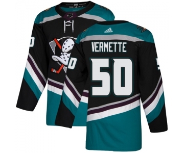 Men's Adidas Anaheim Ducks #50 Antoine Vermette Authentic Black-Teal Alternate NHL Jersey