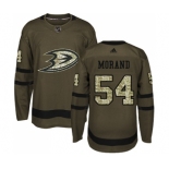 Men's Adidas Anaheim Ducks #54 Antoine Morand Authentic Green Salute to Service NHL Jersey