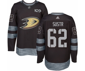 Men's Adidas Anaheim Ducks #62 Andrej Sustr Authentic Black 1917-2017 100th Anniversary NHL Jersey