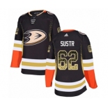 Men's Adidas Anaheim Ducks #62 Andrej Sustr Authentic Black Drift Fashion NHL Jersey