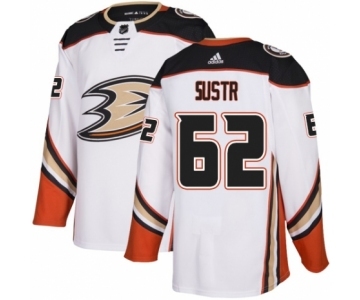 Men's Adidas Anaheim Ducks #62 Andrej Sustr Authentic White Away NHL Jersey