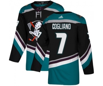 Men's Adidas Anaheim Ducks #7 Andrew Cogliano Premier Black-Teal Alternate NHL Jersey