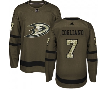 Men's Adidas Anaheim Ducks #7 Andrew Cogliano Premier Green Salute to Service NHL Jersey