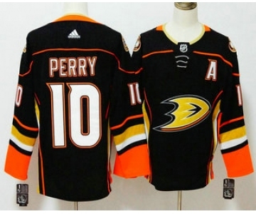 Men's Anaheim Ducks #10 Corey Perry Black With A Patch 2017-2018 Hockey Stitched NHL Jersey