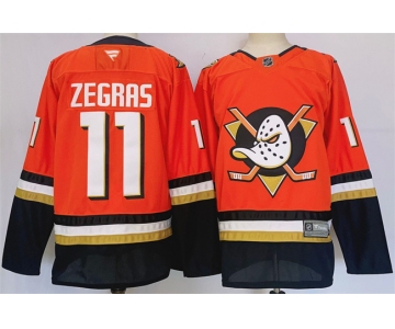 Men's Anaheim Ducks #11 Trevor Zegras Orange Black 2024-25 Stitched Jersey