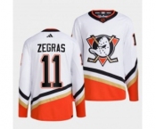 Men's Anaheim Ducks #11 Trevor Zegras White 2022-23 Reverse Retro Stitched Jersey