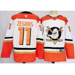 Men's Anaheim Ducks #11 Trevor Zegras White Orange 2024-25 Stitched Jersey