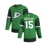 Men's Anaheim Ducks #15 Ryan Getzlaf 2020 St. Patrick's Day Stitched Hockey Jersey Green