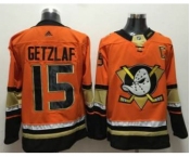 Men's Anaheim Ducks #15 Ryan Getzlaf Orange Stitched Hockey Jersey