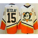 Men's Anaheim Ducks #15 Ryan Getzlaf White 2022 Reverse Retro Authentic Jersey