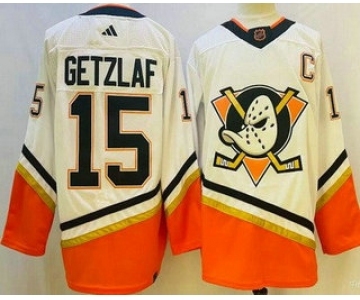 Men's Anaheim Ducks #15 Ryan Getzlaf White 2022 Reverse Retro Authentic Jersey