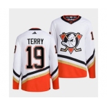 Men's Anaheim Ducks #19 Troy Terry White 2022-23 Reverse Retro Stitched Jersey