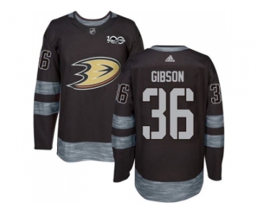 Men's Anaheim Ducks #36 John Gibson Black 1917-2017 100th Anniversary Stitched NHL Jersey