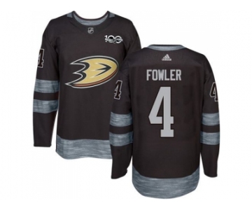 Men's Anaheim Ducks #4 Cam Fowler Black 1917-2017 100th Anniversary Stitched NHL Jersey