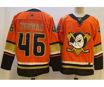 Men's Anaheim Ducks #46 Trevor Zegras Orange Authentic Adidas Jersey