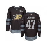 Men's Anaheim Ducks #47 Hampus Lindholm Black 1917-2017 100th Anniversary Stitched NHL Jersey