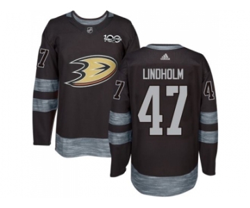 Men's Anaheim Ducks #47 Hampus Lindholm Black 1917-2017 100th Anniversary Stitched NHL Jersey