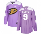 Men's Anaheim Ducks #9 Paul Kariya Purple Authentic Fights Cancer Stitched NHL Jersey