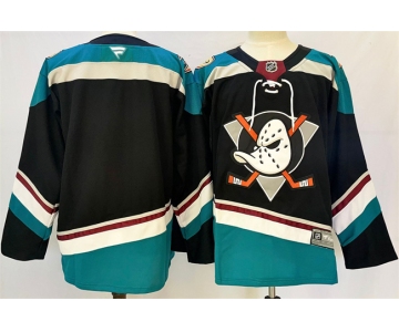 Men's Anaheim Ducks Blank Black Teal 2024-25 Stitched Jersey